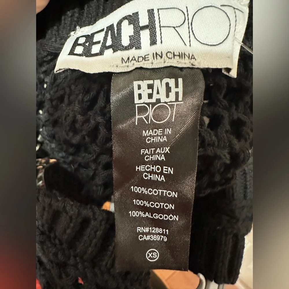 Beach Riot Black Knit Coverup -XS extra small
